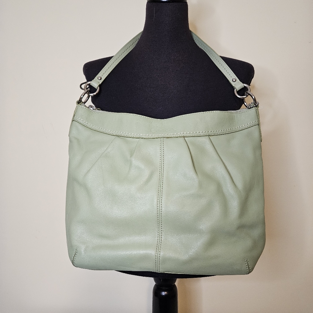 Coach Factory Green Leather Bag With Two Straps Excellent Condition Y2K